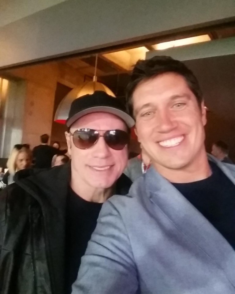 Vernon Kay watched a Super Bowl with movie star John Travolta in a box