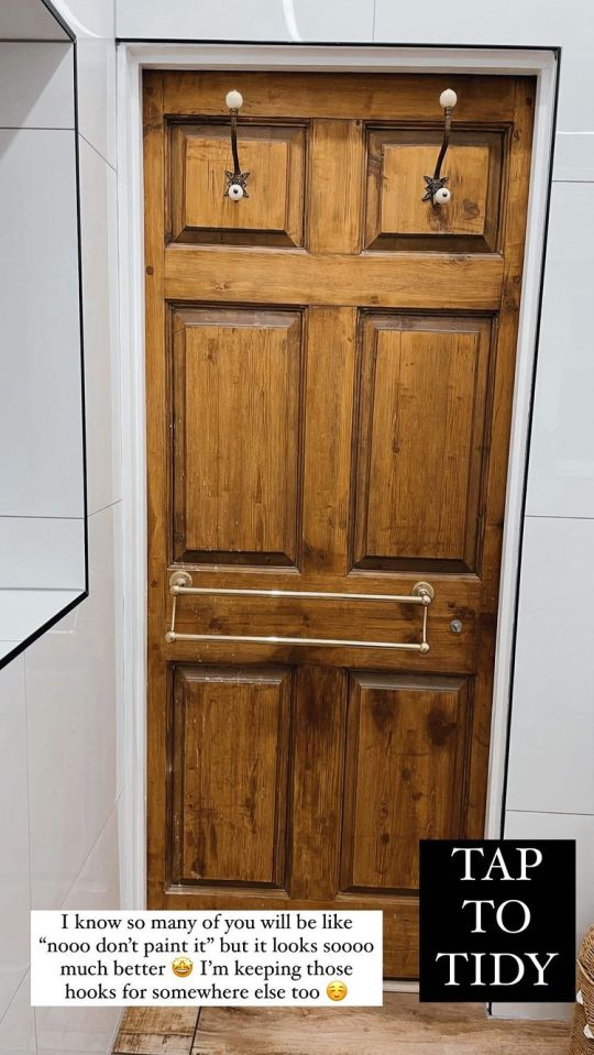 Before, the door was coated in an outdated orange varnish