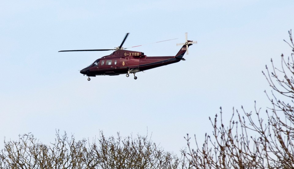 The Queen seen arriving at Windsor via helicopter