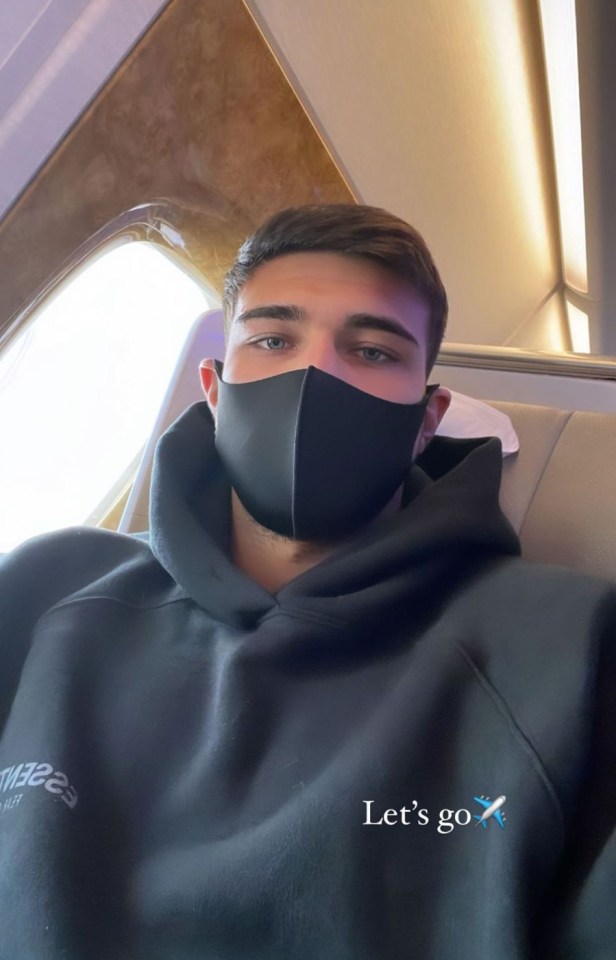 Tommy Fury has shared pictures of his business class flight to Dubai