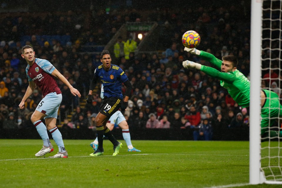 Raphael Varane had an early header chalked off by VAR after Harry Maguire was offside in the build-up