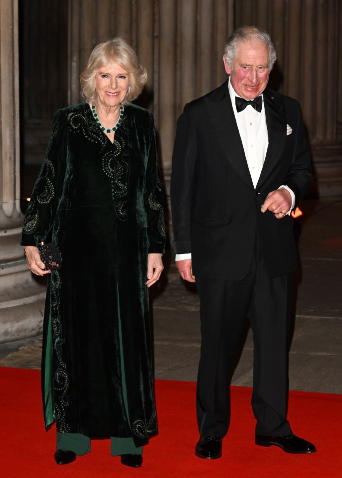 The Prince of Wales and Camilla, Duchess of Cornwall arriving at the British Museum in London last night