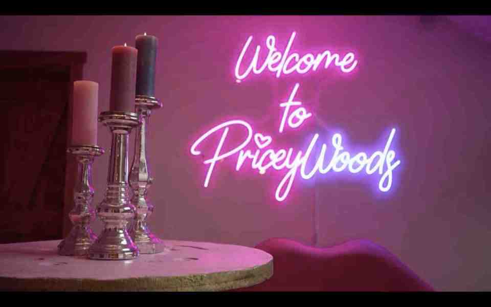 The neon sign welcomes guests to the revamped family home