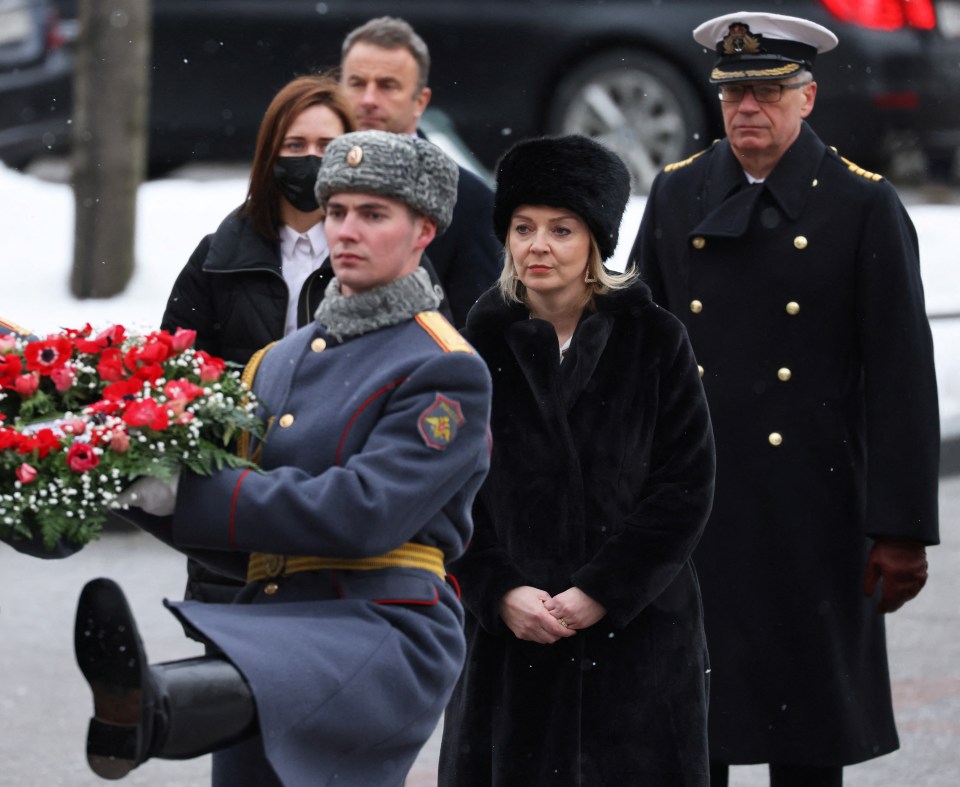 Liz Truss attended a cermony at Moscow’s Tomb of the Unknown Soldier