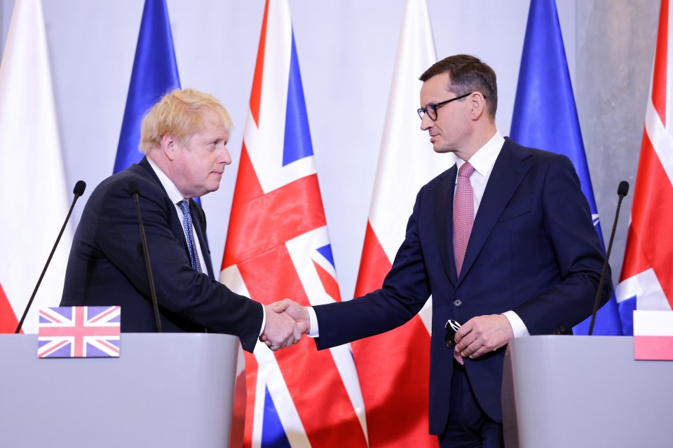 Boris Johnson with Polish PM Mateusz Morawiecki