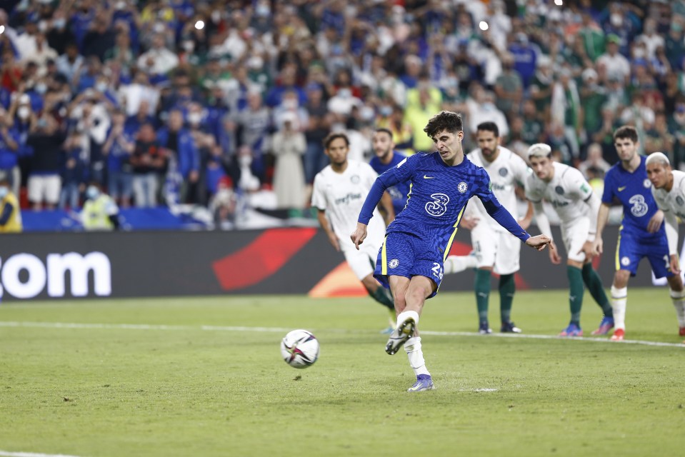 Kai Havertz buries from the spot to put Chelsea 2-1 up in the Club World Cup final