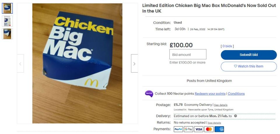 Another seller is flogging just the box for £100