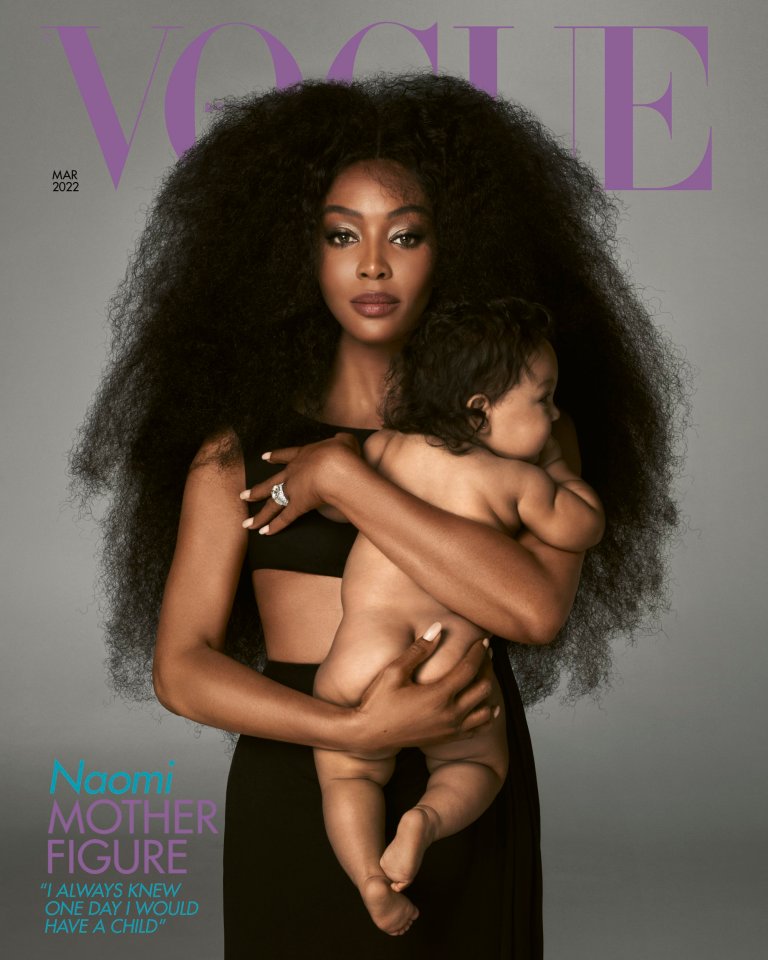 Naomi Campbell has posed on the cover of British Vogue with her baby daughter