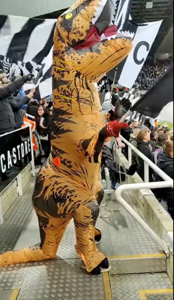 The brawl came just days after a Newcastle United fan wore a Tyrannosaurus Rex costume at a match to poke fun at Pickford — who used to play for rivals Sunderland