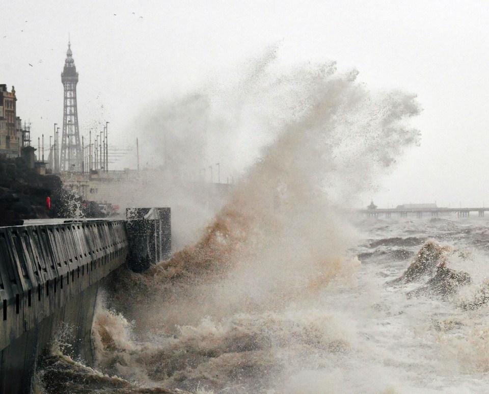 Wild winds whipped up huge waves in Blackpool today