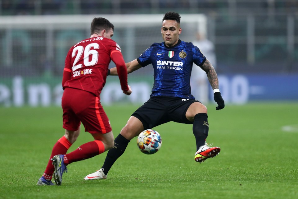 Lautaro Martinez was in action for Inter Milan against Liverpool on Wednesday