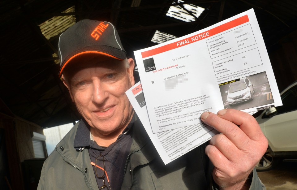 Bob Blenkinsop was hit with a £70 parking fine