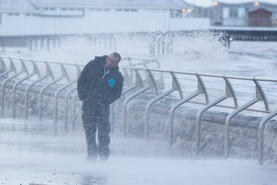 Strong winds and rough seas in Weston-super-Mare, Somerset