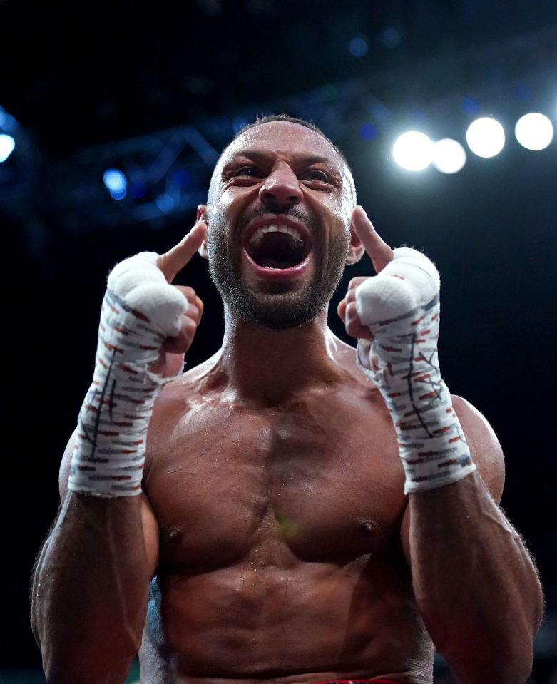 Kell Brook celebrates his win over Amir Khan