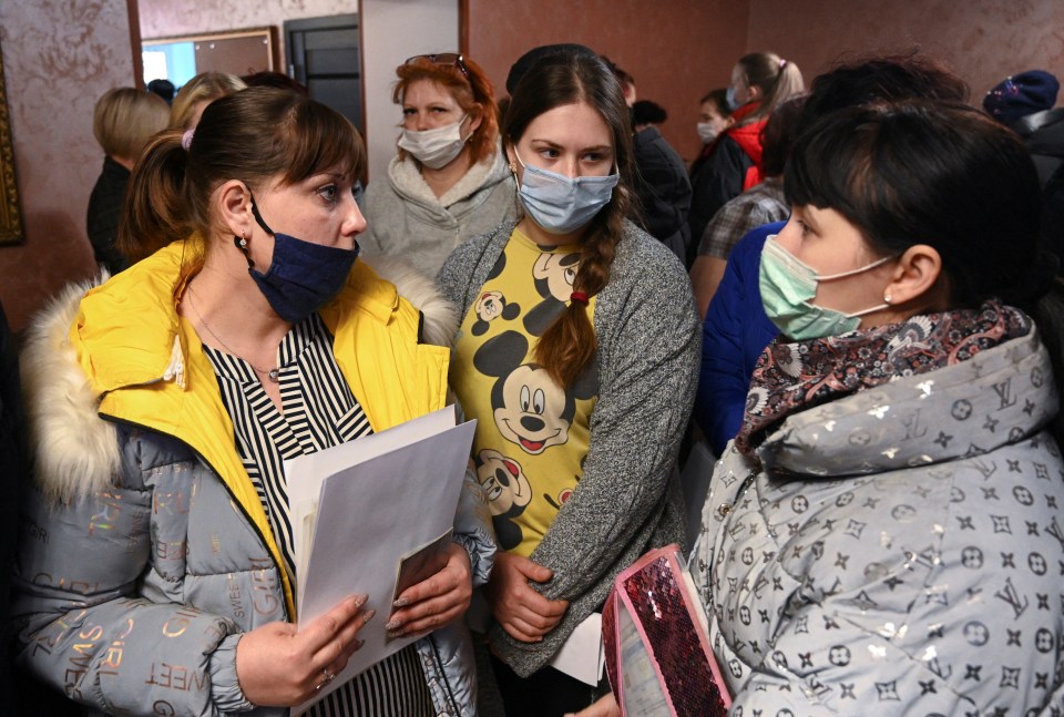 People evacuated from the separatist regions in eastern Ukraine