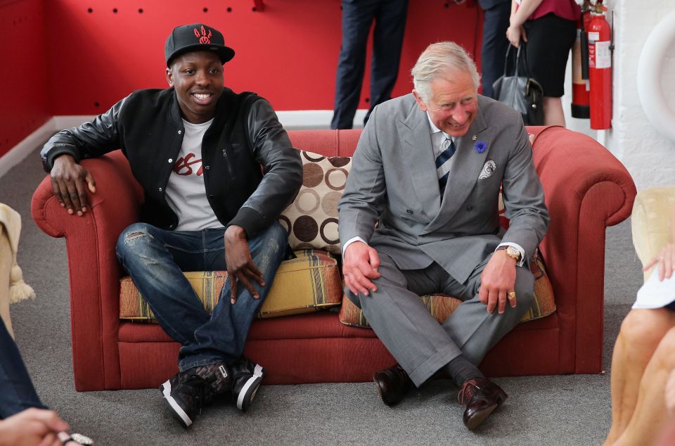 Edwards with Prince Charles at the launch of the Prince's Trust Summer Sessions in 2013