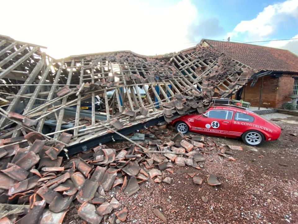 The barn came crashing down on top of the classic car collection