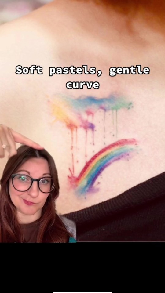 Rose Mullender, who is from the UK, shared a snap of the gently curved and pastel-coloured rainbow design she wanted to have inked on her foot