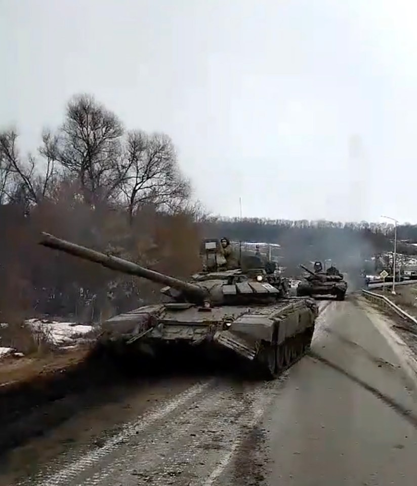 Tanks were also spotted on roads as Russia beefed up its forces in rebel areas