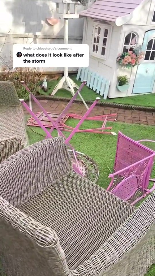 The garden furniture was looking worse for wear after Storm Eunice's visit