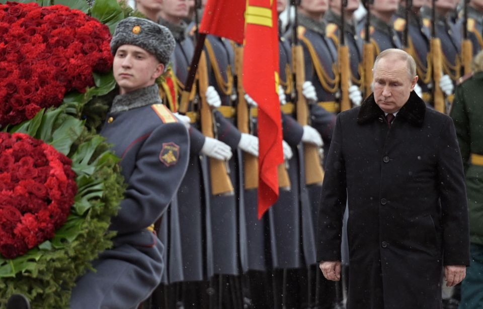 Putin at a ceremony to mark the Defender of the Fatherland Day