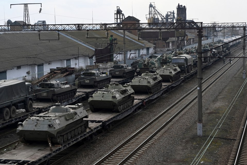 Russian tanks have been pictured heading for Ukraine's border