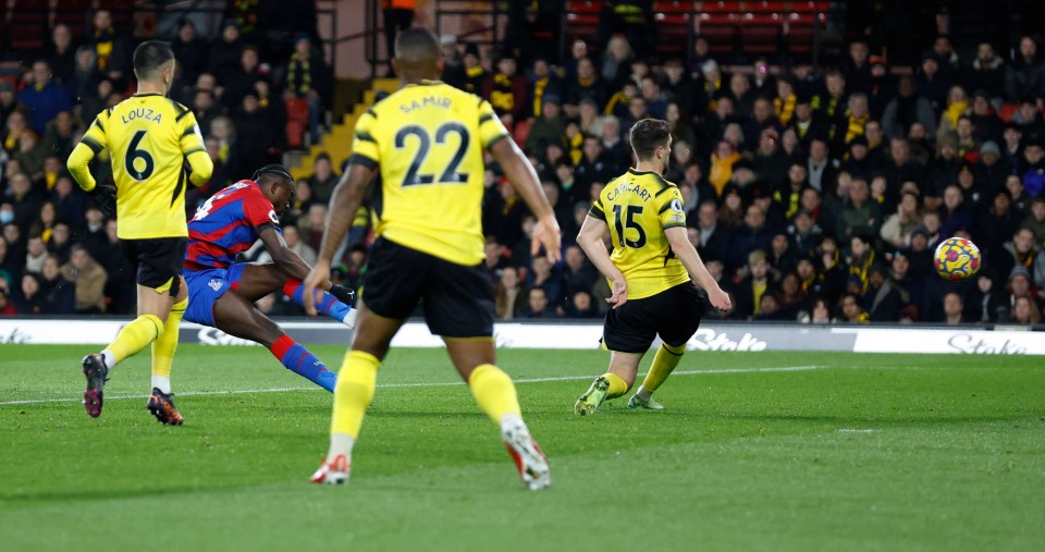 Striker Jean-Philippe Mateta drills Crystal Palace ahead on the quarter-hour mark