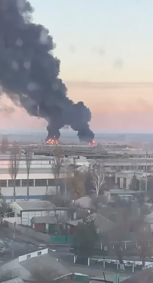 Footage shows Chuhuiv military airfield burning after a strike