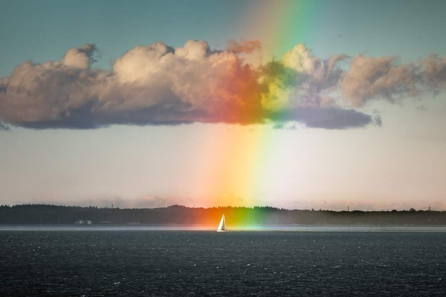 A beautiful rainbow has been spotted in Yarmouth, off the coast of the Isle of Wight