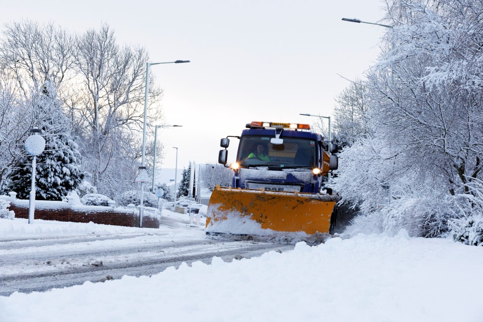 A snowplough is seen making its way through Perthshire