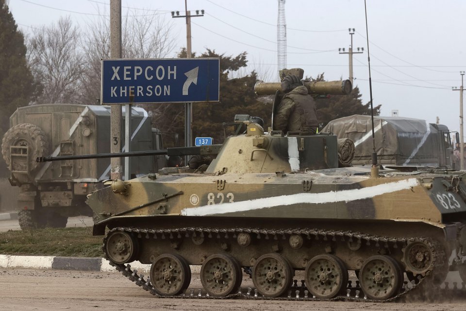 Russian armoured vehicles move in Crimea