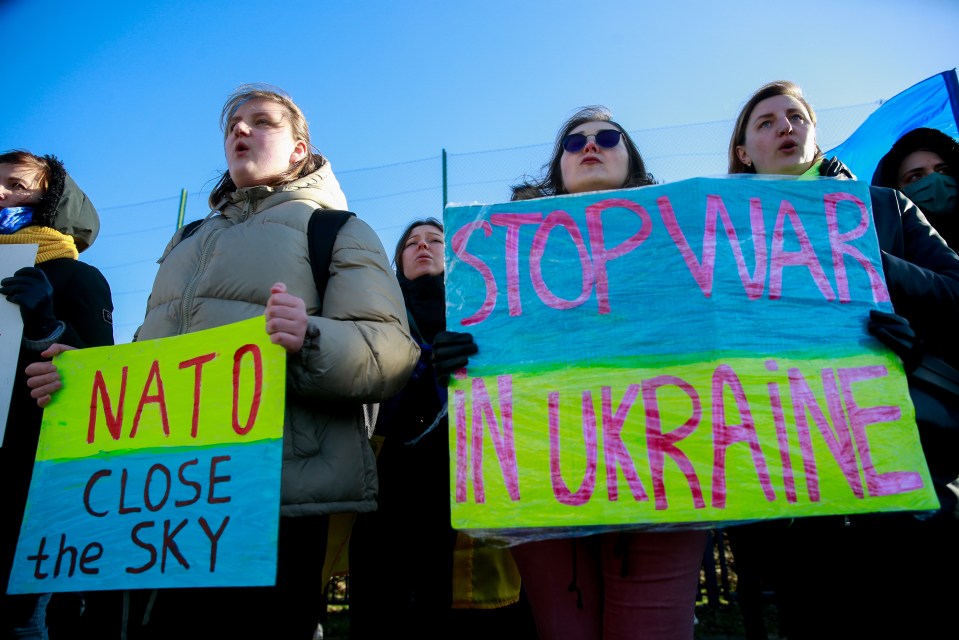 Protesters in Brussels, Belguim demanding Nato take action to help Ukraine