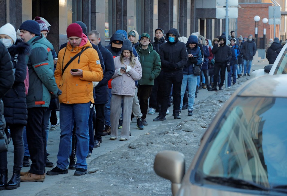 Long queues outside banks were seen across St Petersburg this week