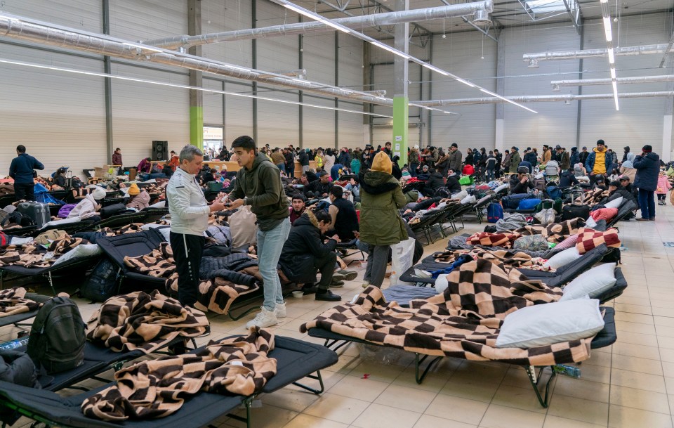 More than 1,000 beds have been put into a shopping centre-turned-refugee camp