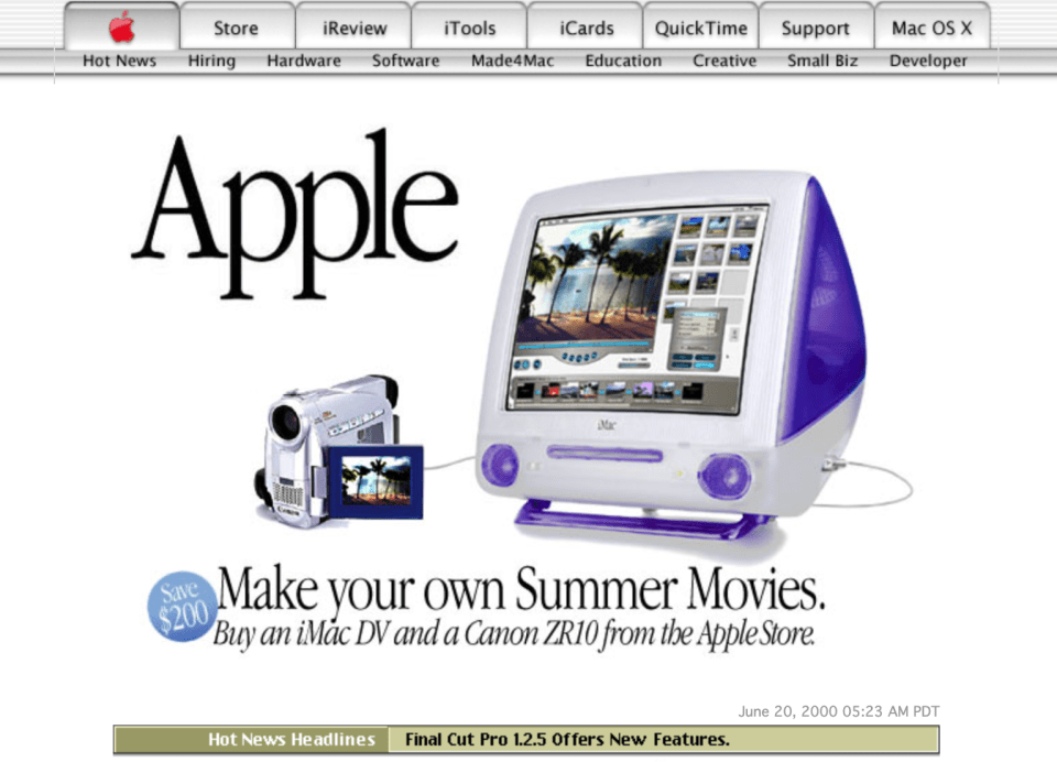 How apple.com looked in 2000