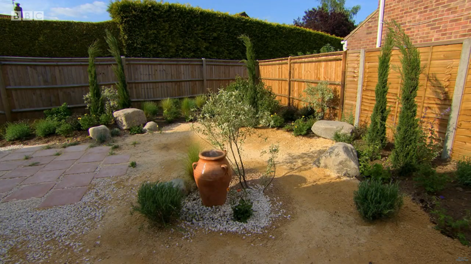 The couple had asked for an "Italian" feel for their new garden