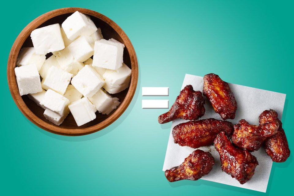 Creamfields Greek Feta cheese 33g serving has 0.7g salt but 14 Dominos Spicy BBQ wings has LESS salt at 0.62g