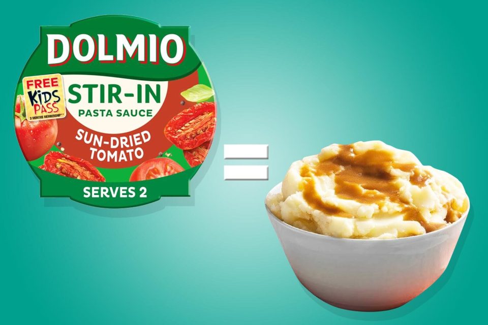 Dolmio stir-in sun-dried tomato sauce, 75g, has 1g salt - but KFC's creamy mash contains 0.94g salt