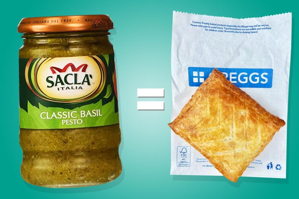 One 47.5g serving of pesto cause contains 1.4g salt - the same amount as a Greggs steak bake