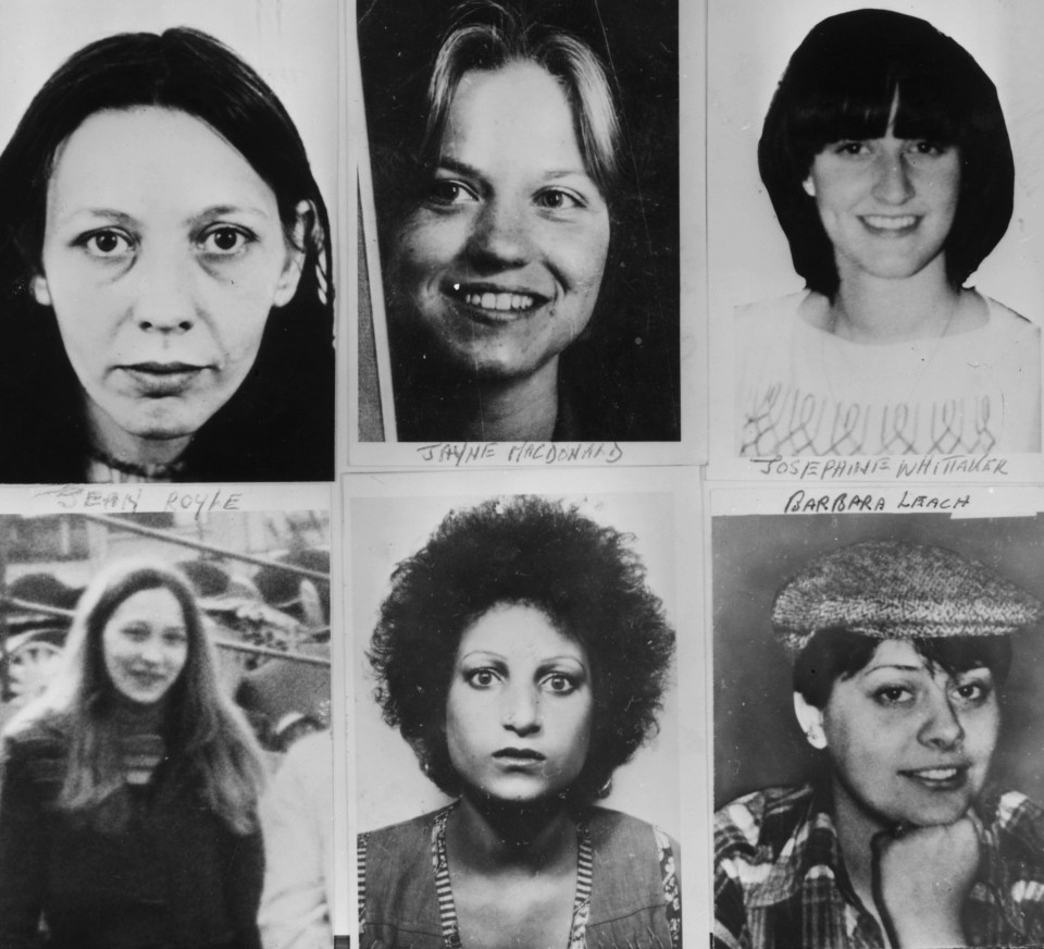 Some of the Yorkshire Rippers victims Top left to right; Vera Millward, Jayne MacDonald, Josephine Whittaker and bottom left to right; Jean Royle, Helen Rytka and Barbara Leach