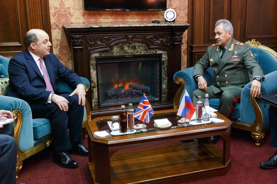 The defence secretary holding talks with Russia's Defence Minister Sergei Shoigu