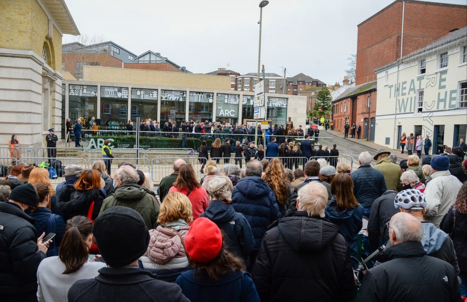 Crowds waiting for Charles earlier today