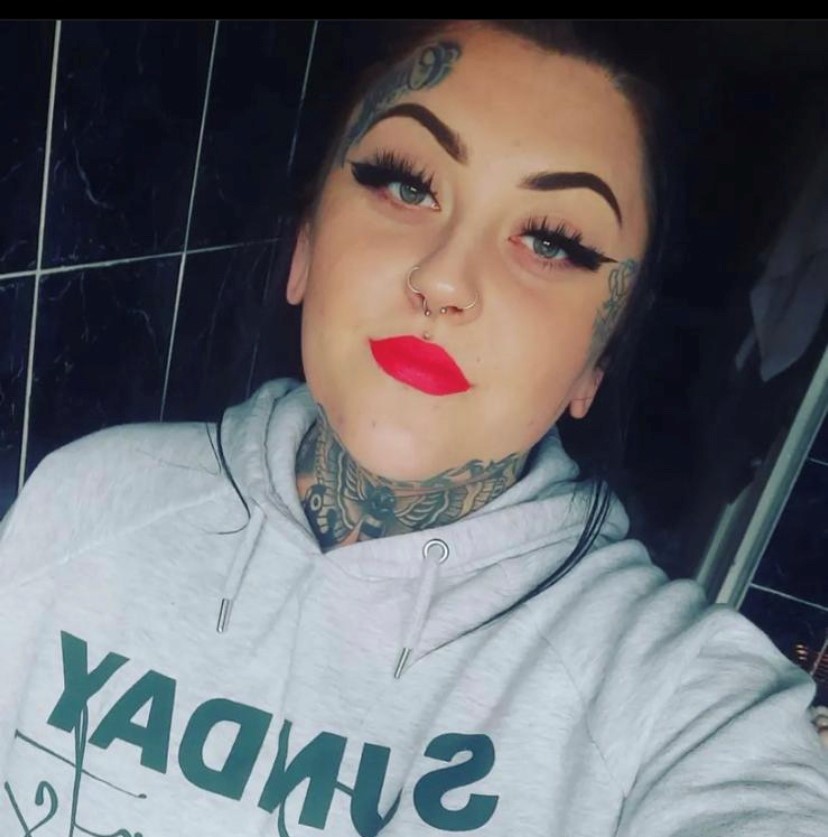 The 23-year-old says the make-up she uses to try and conceal her face tattoo 'keeps melting off'