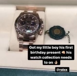 Baby Muhammad received this Rolex from his dad for his first birthday