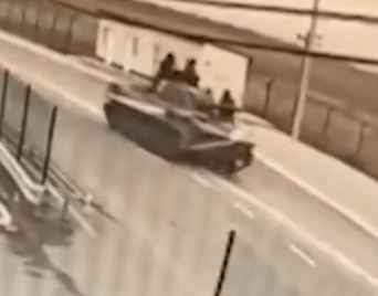 Tanks were seen bearing the 'Z' symbol as they rolled across the border