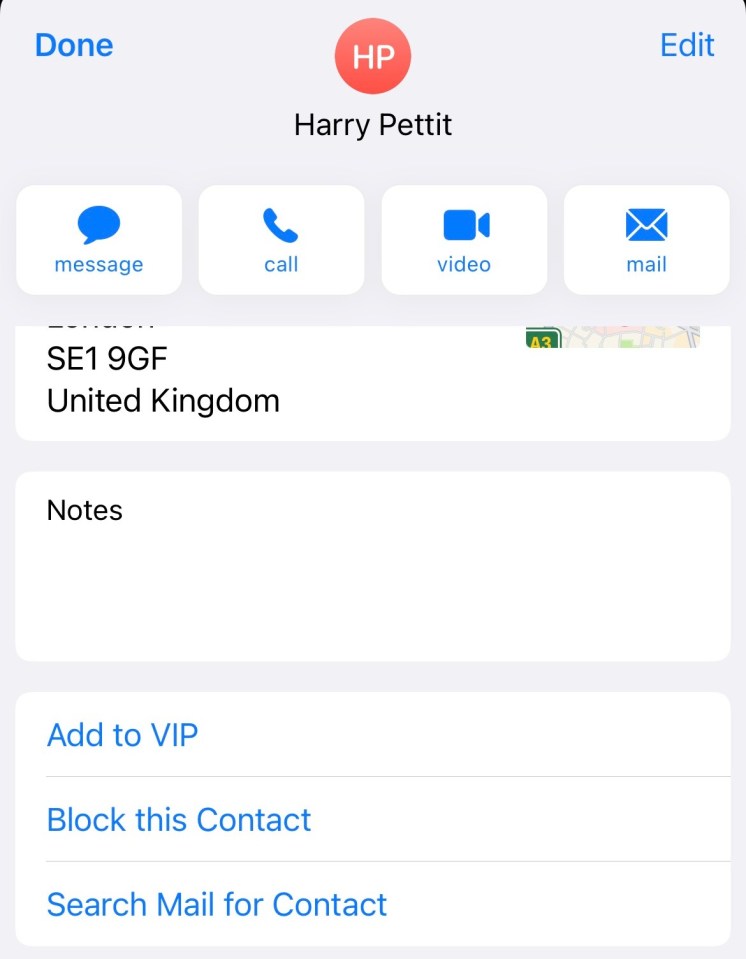 Tap 'block this contact' to ensure that Mail automatically deletes messages from them in future