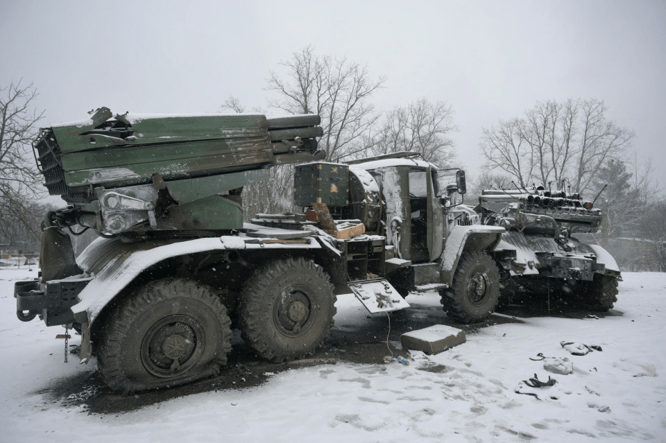 Destroyed military vehicles litter Ukraine as the defending troops hit back against the Russians