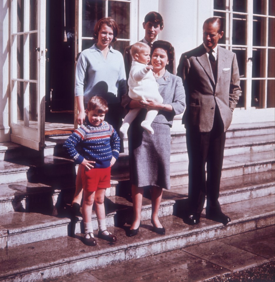 Queen Elizabeth II, pictured with the late Prince Philip, along with their children, Prince Charles, Princess Anne, Prince Andrew and Prince Edward