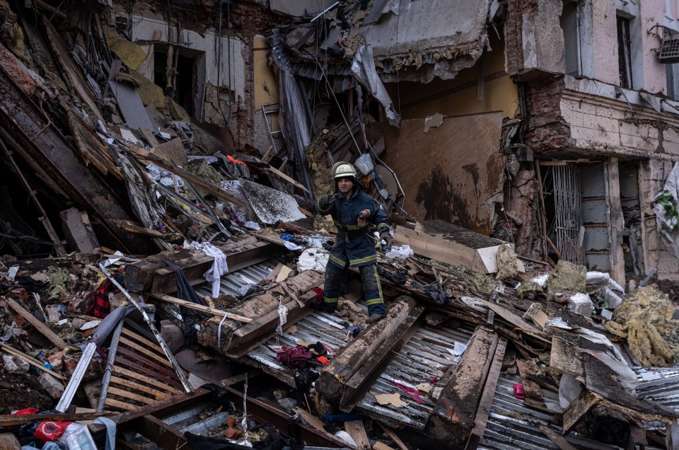 Buildings have been reduced to rubble after relentless Russian attacks