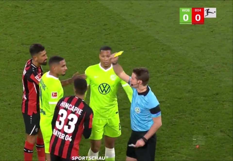 Four players were hilariously booked in a matter of seconds after a brawl in the Bundesliga